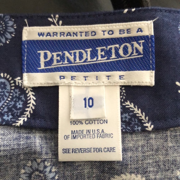 Vintage Pendleton Navy Blue Paisley Button Down Smock Shirt size 10P - Picture 8 of 9